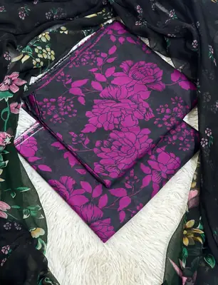 3 Pcs Women's Unstitched Digital Print Suit thumbnail 2