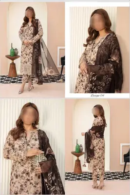 3 Pcs Women's Unstitched Digital Print Suit
