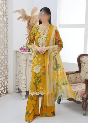 3 Pcs Women's Unstitched Digital Print Suit