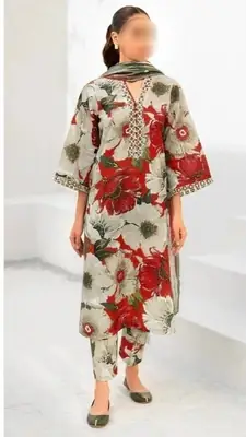 3 Pcs Women's Unstitched Digital Print Suit
