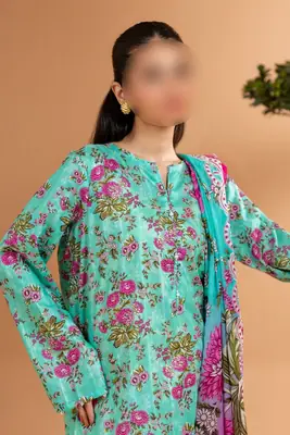 3 Pcs Women's Unstitched Digital Print Suit