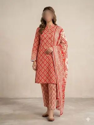 3 Pcs Women's Unstitched Digital Print Suit