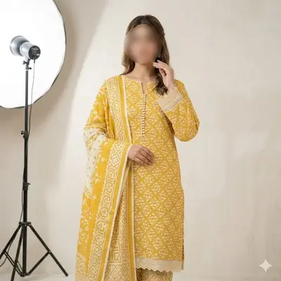 3 Pcs Women's Unstitched Digital Print Suit