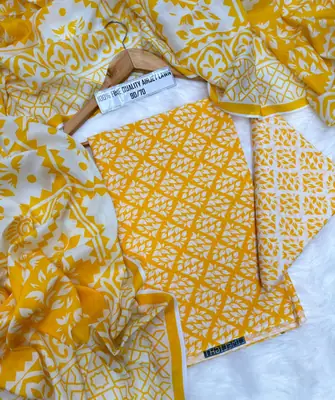 3 Pcs Women's Unstitched Digital Print Suit thumbnail 2