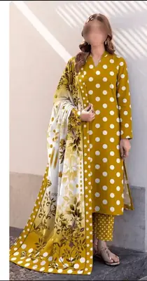 3 Pcs Women's Unstitched Digital Print Suit
