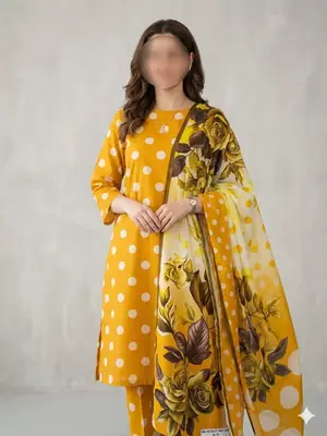 3 Pcs Women's Unstitched Digital Print Suit