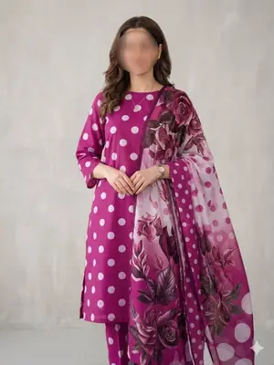 3 Pcs Women's Unstitched Digital Print Suit