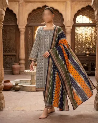3 Pcs Women's Unstitched Digital Print Suit