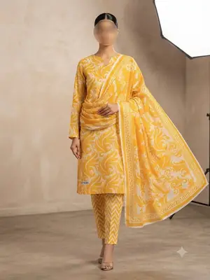 3 Pcs Women's Unstitched Digital Print Suit