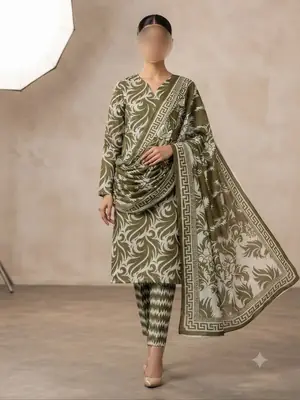 3 Pcs Women's Unstitched Digital Print Suit