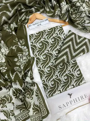 3 Pcs Women's Unstitched Digital Print Suit thumbnail 2