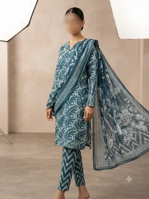 3 Pcs Women's Unstitched Digital Print Suit