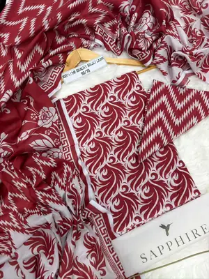 3 Pcs Women's Unstitched Digital Print Suit thumbnail 2