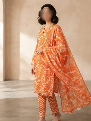 3 Pcs Women's Unstitched Digital Print Suit