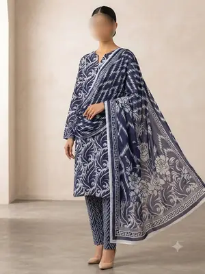 3 Pcs Women's Unstitched Digital Print Suit