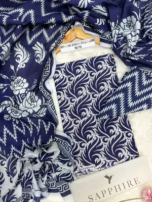 3 Pcs Women's Unstitched Digital Print Suit thumbnail 2