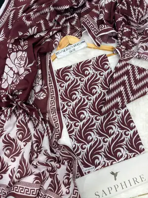3 Pcs Women's Unstitched Digital Print Suit thumbnail 2