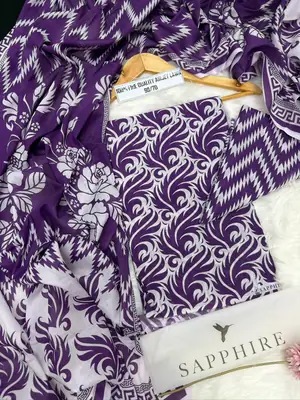 3 Pcs Women's Unstitched Digital Print Suit thumbnail 2