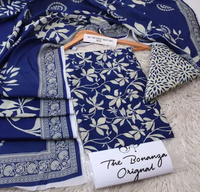 3 Pcs Women's Unstitched Digital Print Suit thumbnail 2