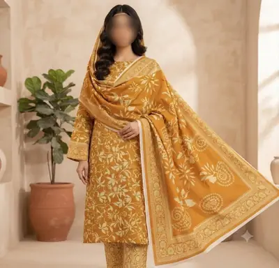 3 Pcs Women's Unstitched Digital Print Suit