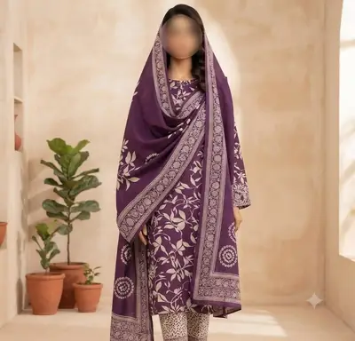 3 Pcs Women's Unstitched Digital Print Suit