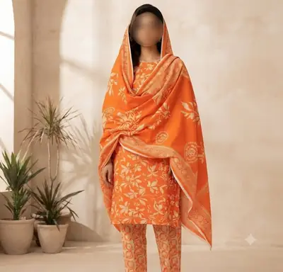 3 Pcs Women's Unstitched Digital Print Suit