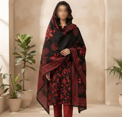 3 Pcs Women's Unstitched Digital Print Suit