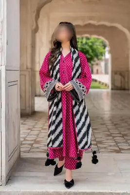 3 Pcs Women's Unstitched Digital Print Suit