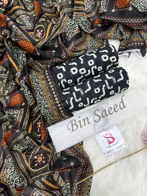 3 Pcs Women's Unstitched Digital Print Suit thumbnail 3