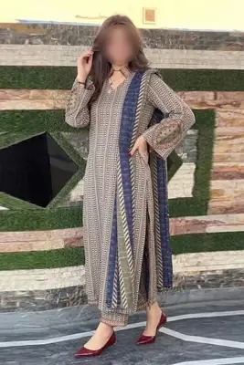 3 Pcs Women's Unstitched Digital Print Suit