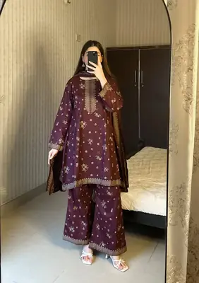 3 Pcs Women's Unstitched Digital Print Suit