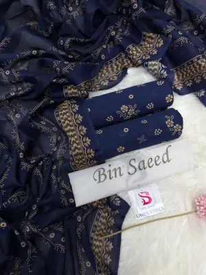 3 Pcs Women's Unstitched Digital Print Suit thumbnail 2