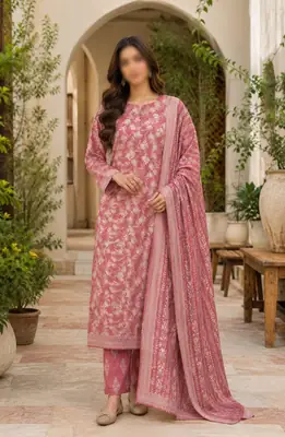 3 Pcs Women's Unstitched Digital Print Suit