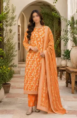 3 Pcs Women's Unstitched Digital Print Suit