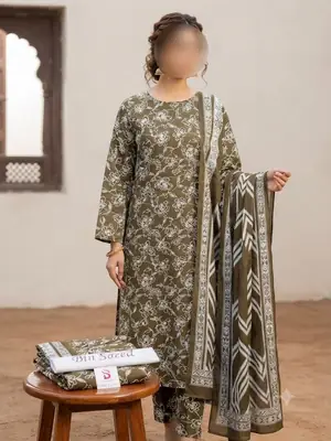 3 Pcs Women's Unstitched Digital Print Suit