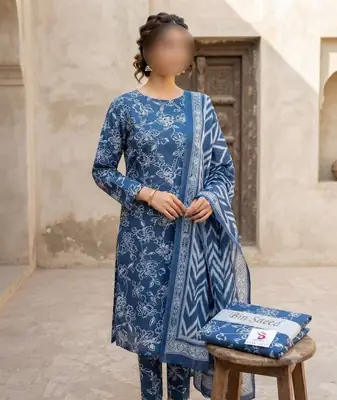 3 Pcs Women's Unstitched Digital Print Suit