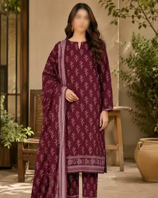 3 Pcs Women's Unstitched Digital Print Suit