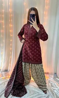 3 Pcs Women's Unstitched Digital Print Suit