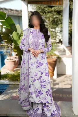 3 Pcs Women's Unstitched Digital Print Suit