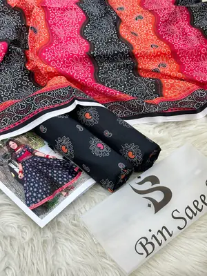 3 Pcs Women's Unstitched Digital Print Suit thumbnail 2