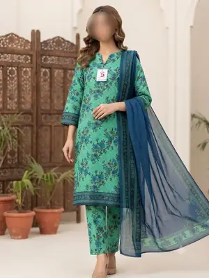 3 Pcs Women's Unstitched Digital Print Suit
