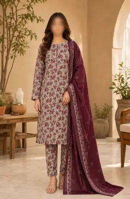 3 Pcs Women's Unstitched Digital Print Suit