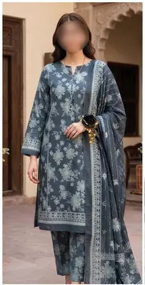 3 Pcs Women's Unstitched Digital Print Suit