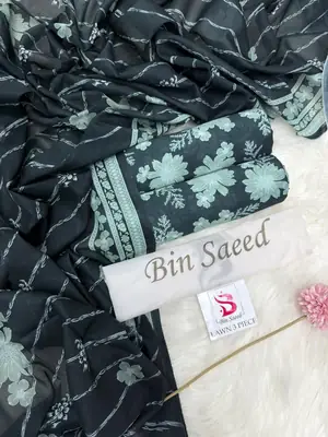 3 Pcs Women's Unstitched Digital Print Suit thumbnail 2