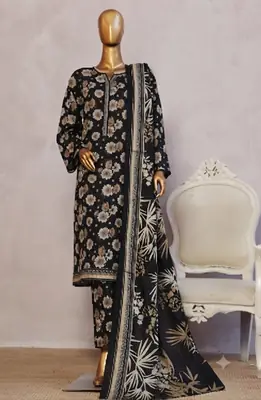3 Pcs Women's Unstitched Digital Print Suit