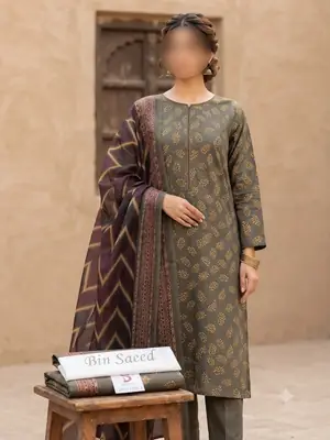 3 Pcs Women's Unstitched Digital Print Suit