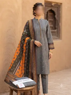 3 Pcs Women's Unstitched Digital Print Suit