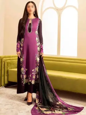 3 Pcs Women's Unstitched Printed Suit