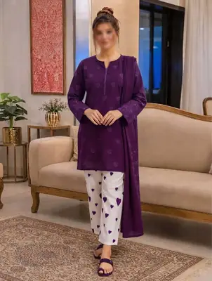 3 Pcs Women's Unstitched Embroidered Suit