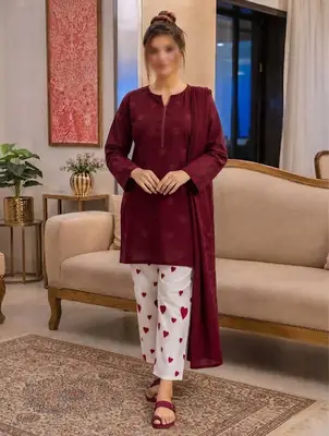 3 Pcs Women's Unstitched Embroidered Suit